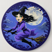 ブロム飛んでいるの魔女 – Wicca Halloween 7 缶バッジ (正面)