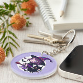 ブロム黒猫こうもりムーンのかわいい魔女 | キーホルダー (正面右)