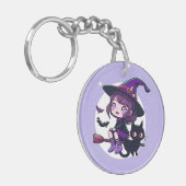 ブロム黒猫こうもりムーンのかわいい魔女 | キーホルダー (正面左)
