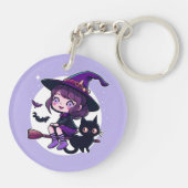 ブロム黒猫こうもりムーンのかわいい魔女 | キーホルダー (裏面)