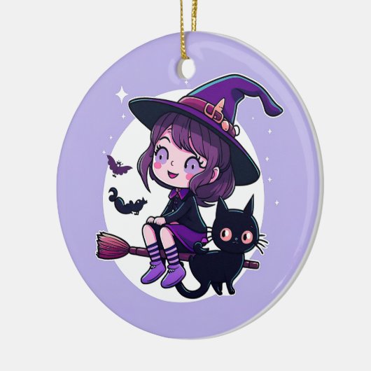 ブロム黒猫こうもりムーンのかわいい魔女 | セラミックオーナメント (左)