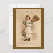 ブロム・オールド・クリスマスを持つ家ファッションド政婦 シーズンポストカード (正面/裏面)