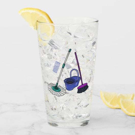 ブロム&モップ漫画イラストレーション タンブラーグラス (アイス正面)