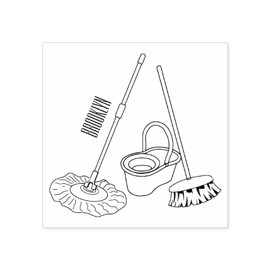 ブロム&モップ漫画イラストレーション ラバースタンプ (インプリント)