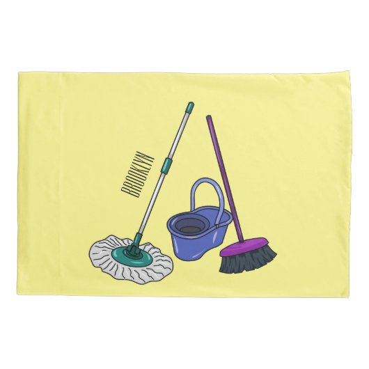 ブロム&モップ漫画イラストレーション 枕カバー (裏面)