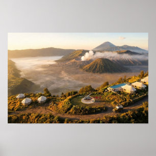 ブロモ山日没航空写真 高級ウォールアート ポスター