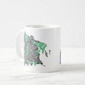 ブロンクスニューヨークシティのタイポグラフィの地図のマグ コーヒーマグカップ (正面左)