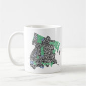ブロンクスニューヨークシティのタイポグラフィの地図のマグ コーヒーマグカップ (左)