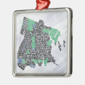 ブロンクスニューヨークシティのタイポグラフィの地図 メタルオーナメント (左)