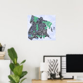 ブロンクスニューヨークシティタイポグラフィの地図 ポスター (ホームオフィス)