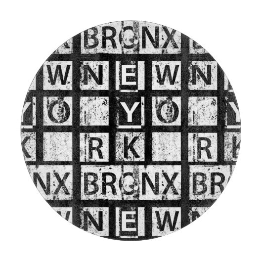 ブロンクスニューヨーク|のグランジなタイポグラフィ カッティングボード (正面)