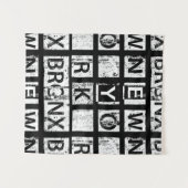 ブロンクスニューヨーク|のグランジなタイポグラフィ タペストリー (正面(横))