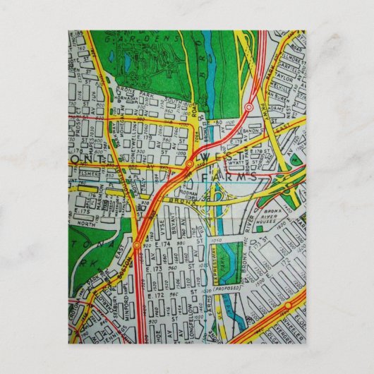 ブロンクス地区（ニューヨーク州） ヴィンテージ地図 ポストカード (正面)