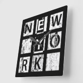 ブロンクス・ニューヨーク |グランジタイポグラフィ スクエア壁時計 (傾斜)