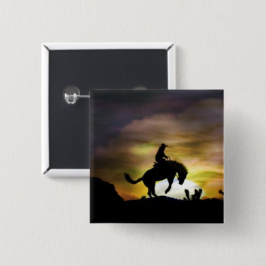 ブロンクライダーとバッキング馬カントリー西部 缶バッジ (正面&裏面)