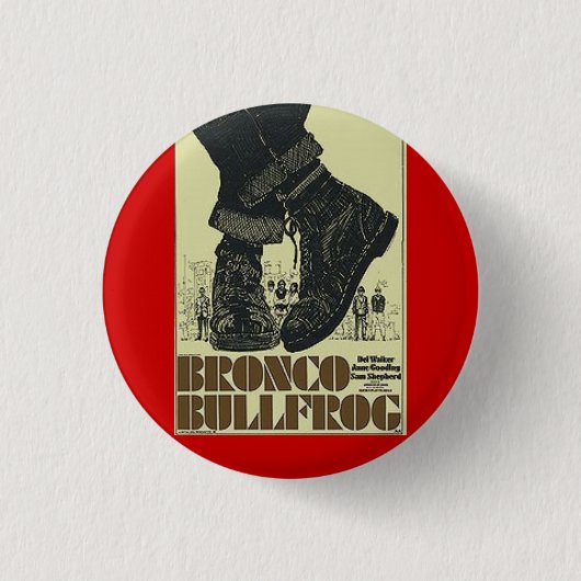 ブロンコのウシガエル 缶バッジ (正面)