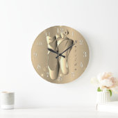 ブロンジーなバレエトーシューズ（名前あり） ラージ壁時計 (ホーム)