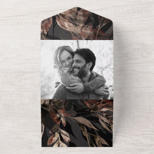 ブロンジーはっきりしたフローラ植物性シッ結婚クの写真 オールインワン招待状 (外側)