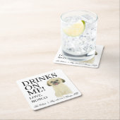 ブロンスパーソナライズされたタンゴールデンシーズー（犬）ツ結婚ズ スクエアペーパーコースター (インサイチュ)