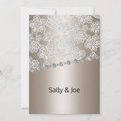 ブロンズかわいらしレースダイヤモンド結婚式招待状 招待状 (正面)