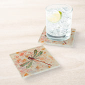 ブロンズとグリーンドラゴンフライオンヴィンテージエフェメラ ガラスコースター (アングル)