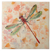 ブロンズとグリーンドラゴンフライオンヴィンテージエフェメラ タイル (正面)