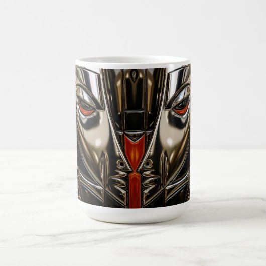 ブロンズとレッドのメタルミューズ コーヒーマグカップ (中央)