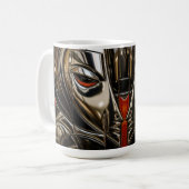 ブロンズとレッドのメタルミューズ コーヒーマグカップ (正面左)