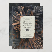 ブロンズと石板のムーディ結婚ー・ブーケの 招待状 (正面/裏面)