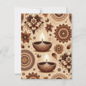 ブロンズと金ゴールドディワリ印刷可能スクラップブック紙 招待状 (正面)