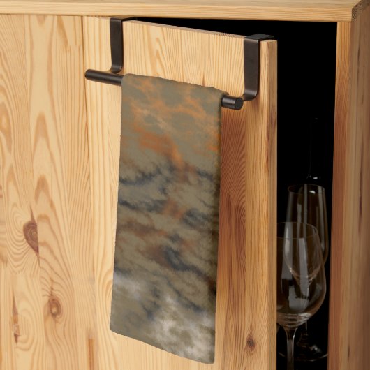 ブロンズと銅の大理石抽象芸術 キッチンタオル (三つ折り)