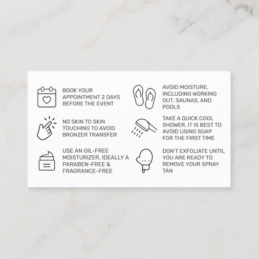 ブロンズなめし指示スプレーアフターケアカード 名刺 (裏面)