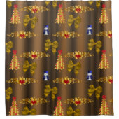 ブロンズにクリスマスの装飾 シャワーカーテン (正面)