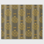 ブロンズに金のクリスマスバウブル ラッピングペーパー (フラット)