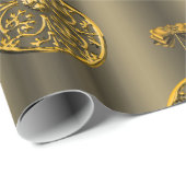 ブロンズに金のクリスマスバウブル ラッピングペーパー (ロールコーナー)