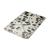 ブロンズに黒い鳥とさくらんぼの花 バスマット (アングル)