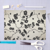 ブロンズに黒い鳥とさくらんぼの花 薄葉紙 (クラフト)