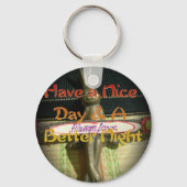 ブロンズのウサギの彫刻(引用文付感動的) キーホルダー (正面)