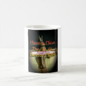 ブロンズのウサギの彫刻(引用文付感動的) コーヒーマグカップ (中央)