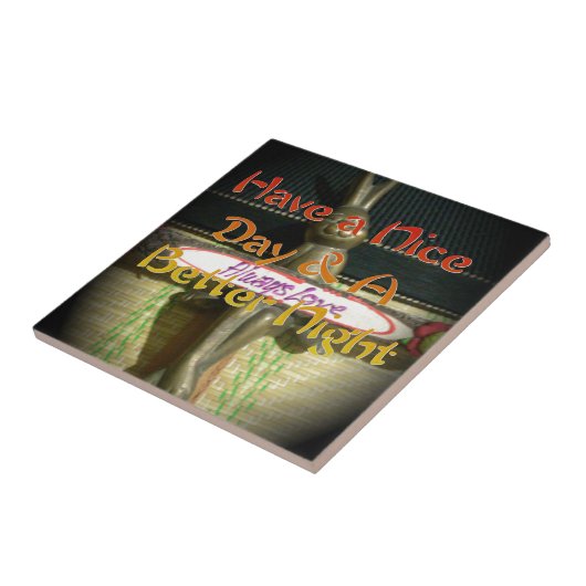 ブロンズのウサギの彫刻(引用文付感動的) タイル (側面)