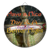 ブロンズのウサギの彫刻(引用文付感動的) ダーツボード (正面)