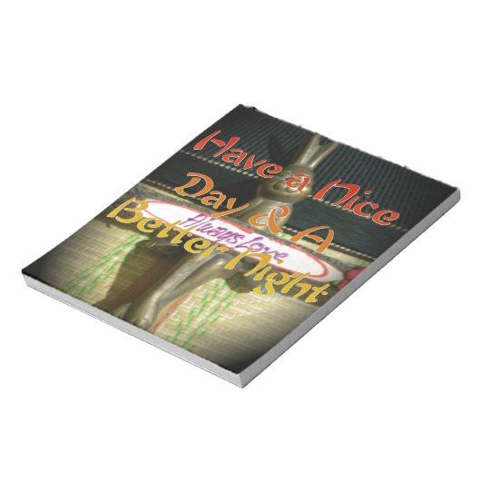 ブロンズのウサギの彫刻(引用文付感動的) ノートパッド (回転)