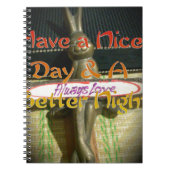 ブロンズのウサギの彫刻(引用文付感動的) ノートブック (正面)