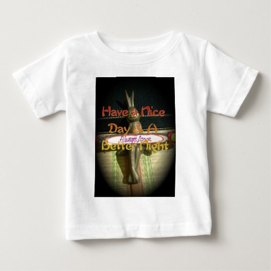 ブロンズのウサギの彫刻(引用文付感動的) ベビーTシャツ (正面)