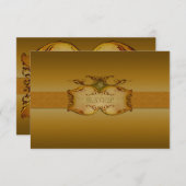 ブロンズのスクロールの返信カード 出欠カード (正面/裏面)