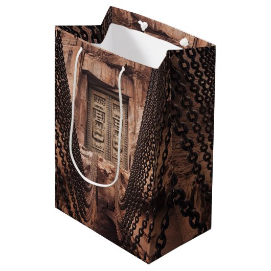 ブロンズのチェーンドア ミディアムペーパーバッグ (正面アングル)