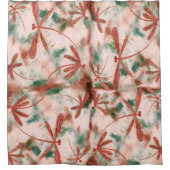 ブロンズのトンボ緑のスプラッシュ シャワーカーテン (正面)