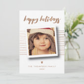 ブロンズのハッピーホリデーズクリスマスフォトグリーティング シーズンカード (スタンド正面)
