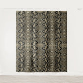 ブロンズのパイソン エキゾチックな蛇の皮の背景 タペストリー (正面)