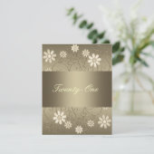 ブロンズのピューターメタルクリーム花第21回誕生日 招待状 (スタンド正面)